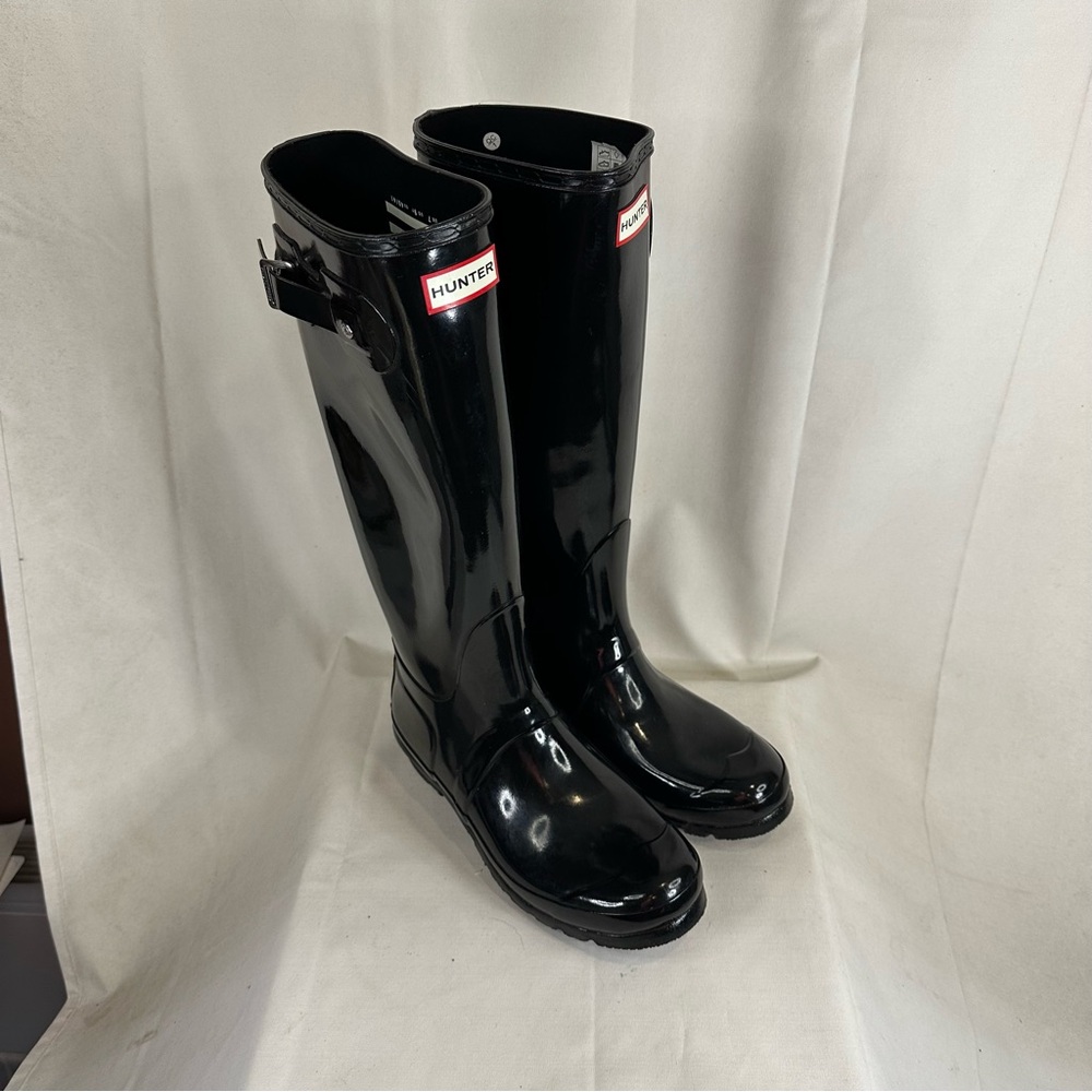 HUNTER Women’s Size 9 Boots Original Tall Waterproof Black Rain Buckle Black - Picture 5 of 16